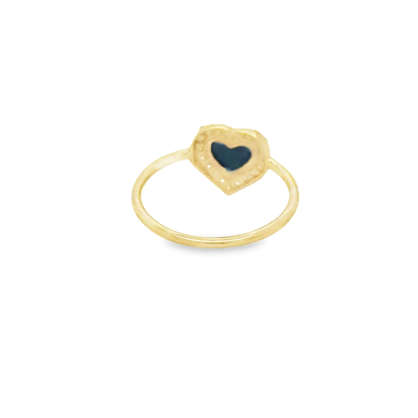 14KT YELLOW GOLD MALACHITE HEART RING WITH DIAMONDS