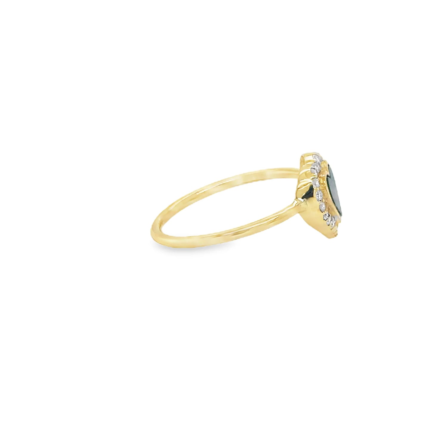 14KT YELLOW GOLD MALACHITE HEART RING WITH DIAMONDS