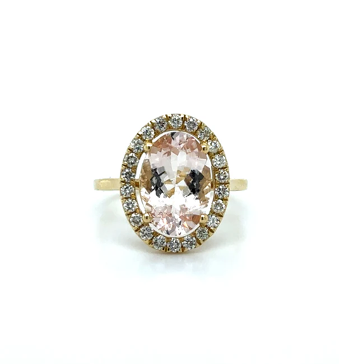 14KT YELLOW GOLD MORGANITE AND DIAMONDS RING