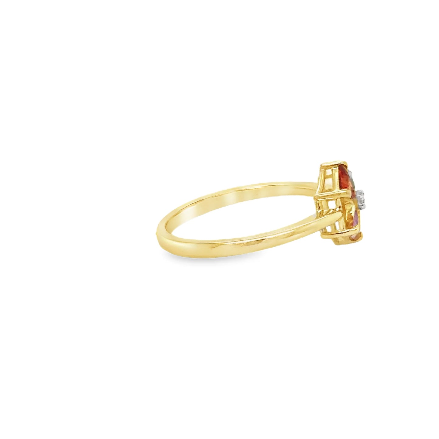 14KT YELLOW GOLD MULTI SAPPHIRE AND DIAMOND RING