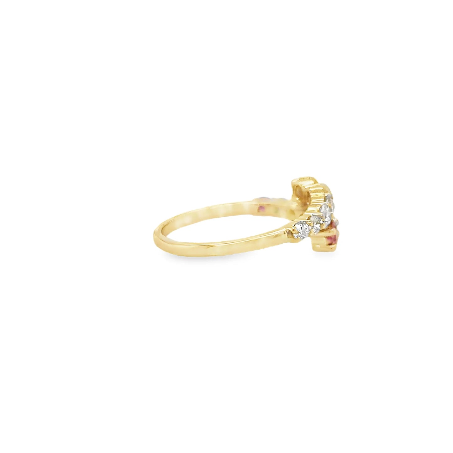 14KT YELLOW GOLD MULTI SAPPHIRE AND DIAMONDS RING