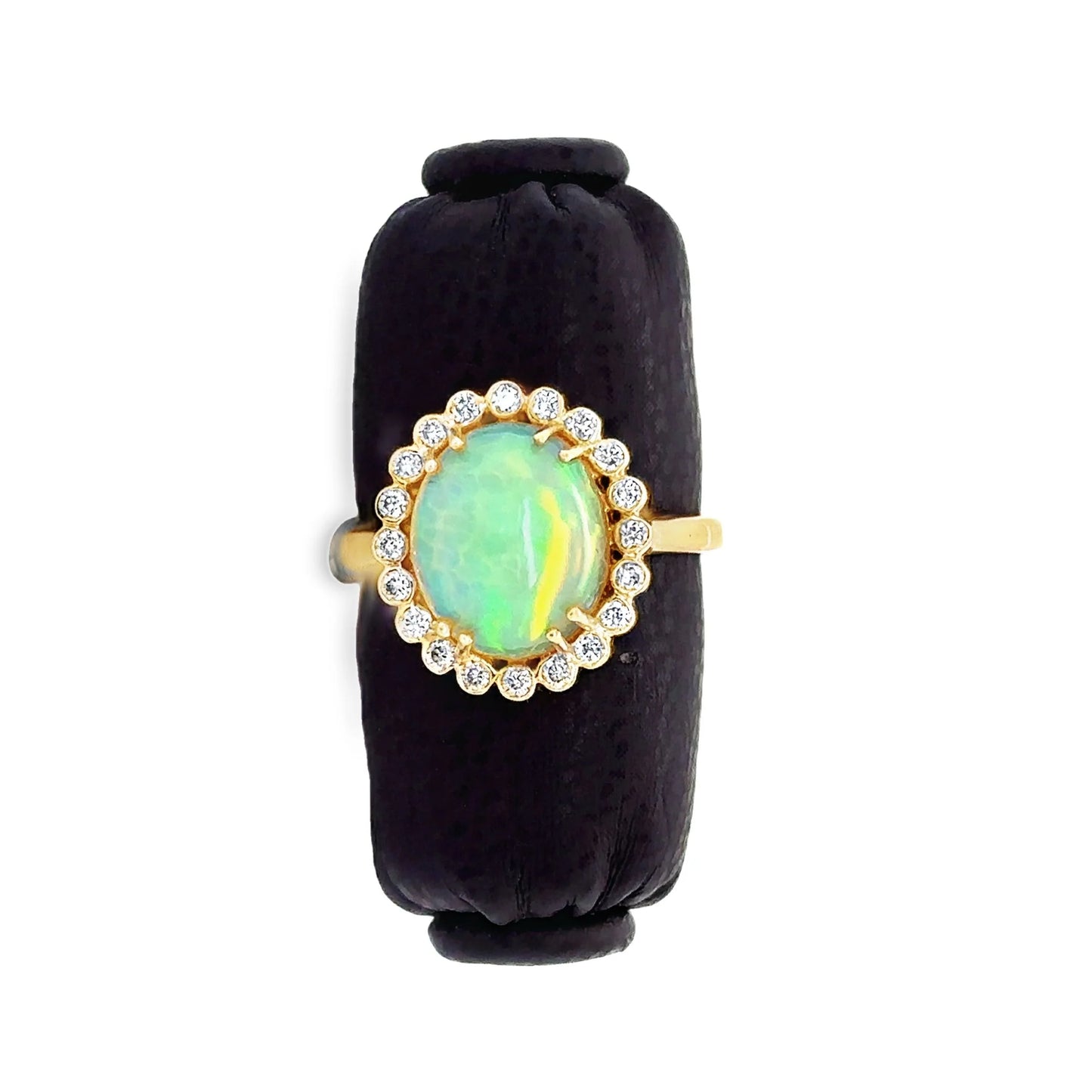 14KT YELLOW GOLD OPAL AND DIAMOND RING