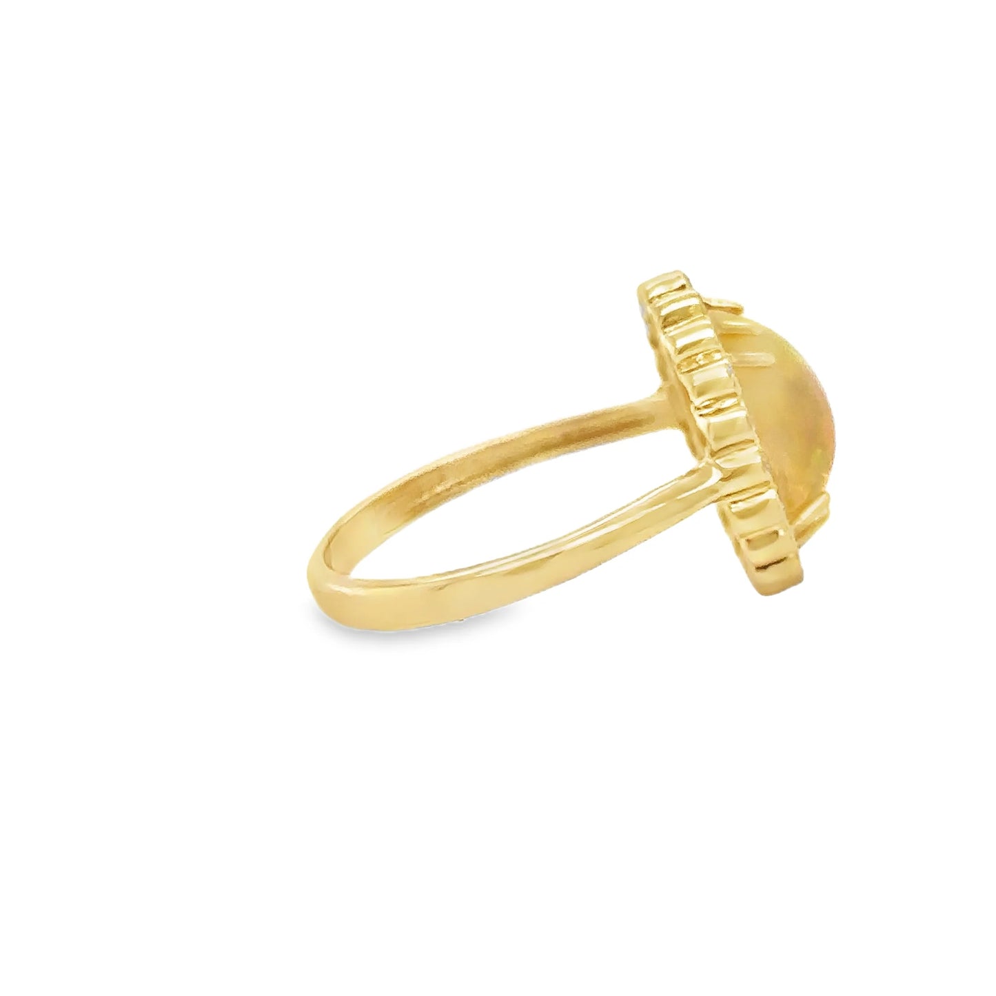 14KT YELLOW GOLD OPAL AND DIAMOND RING