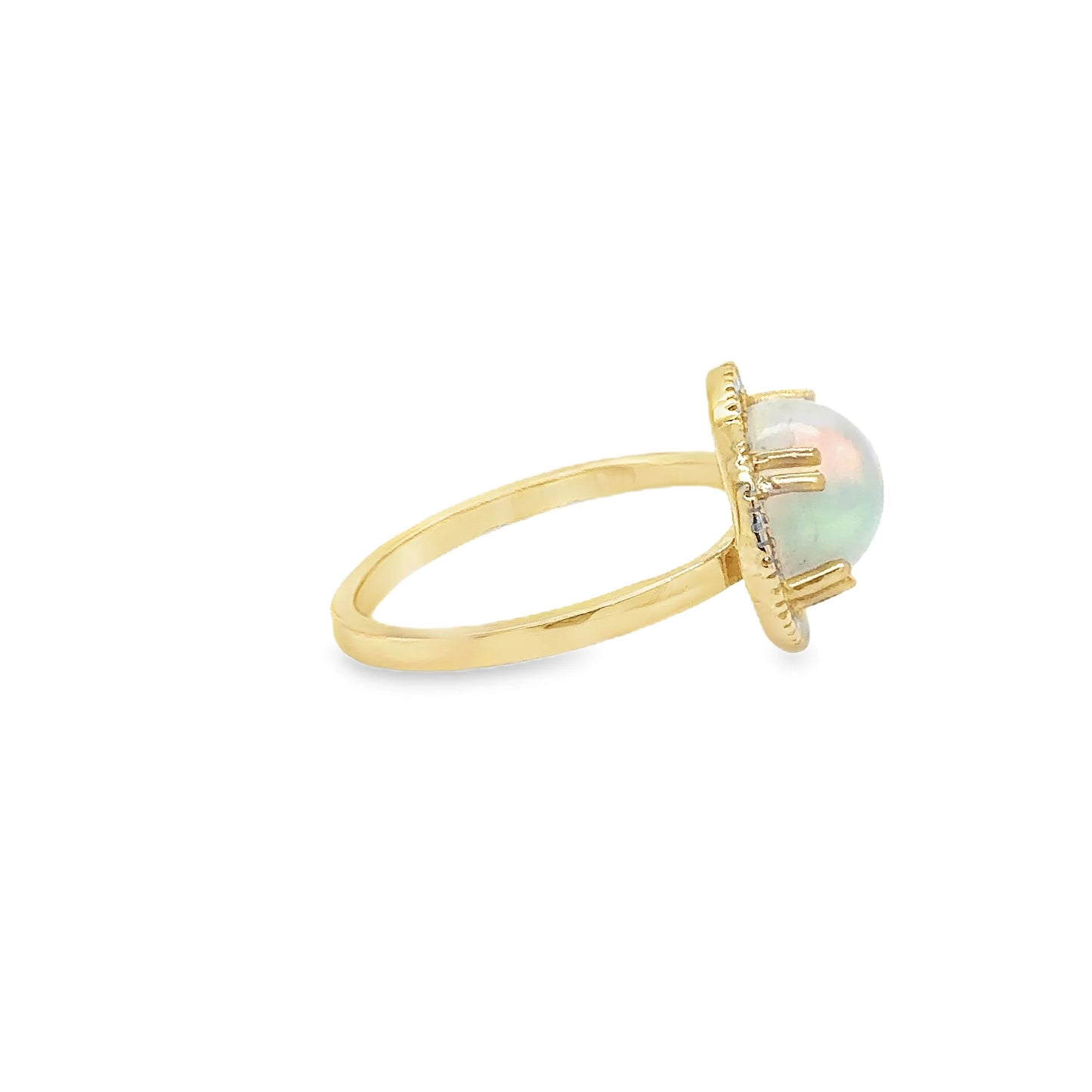 14KT YELLOW GOLD OPAL AND DIAMOND RING