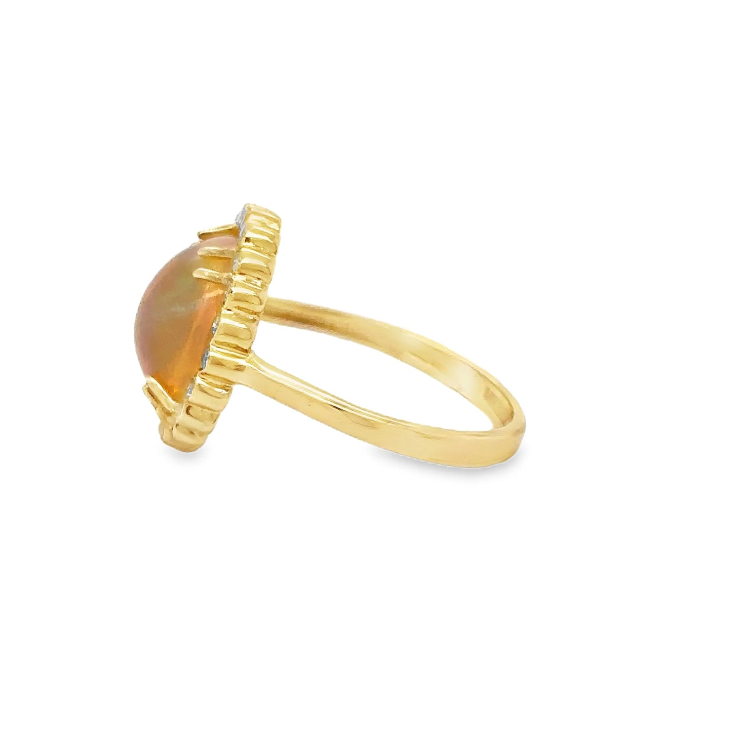 14KT YELLOW GOLD OPAL AND DIAMOND RING