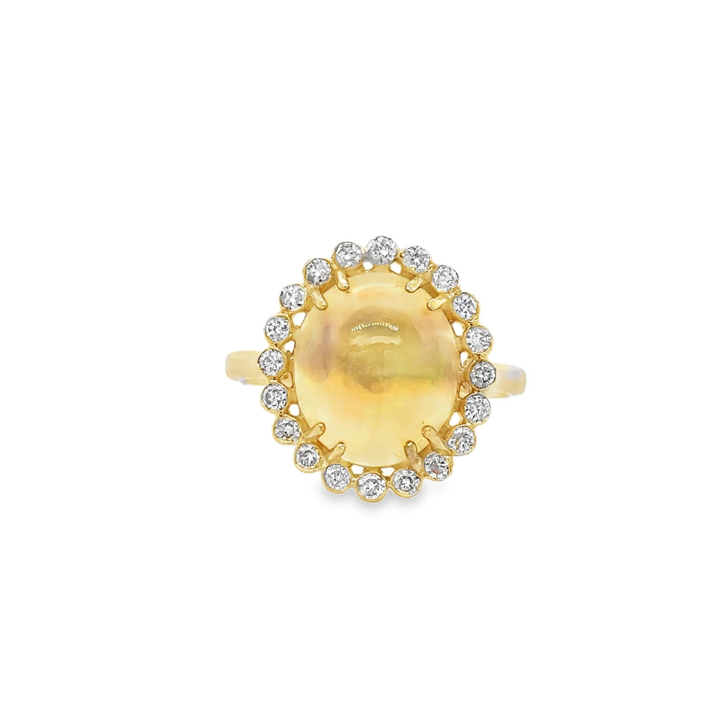 14KT YELLOW GOLD OPAL AND DIAMOND RING