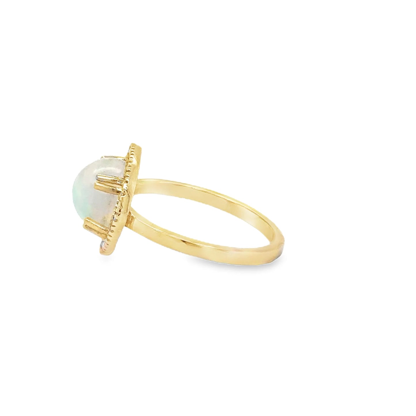 14KT YELLOW GOLD OPAL AND DIAMOND RING