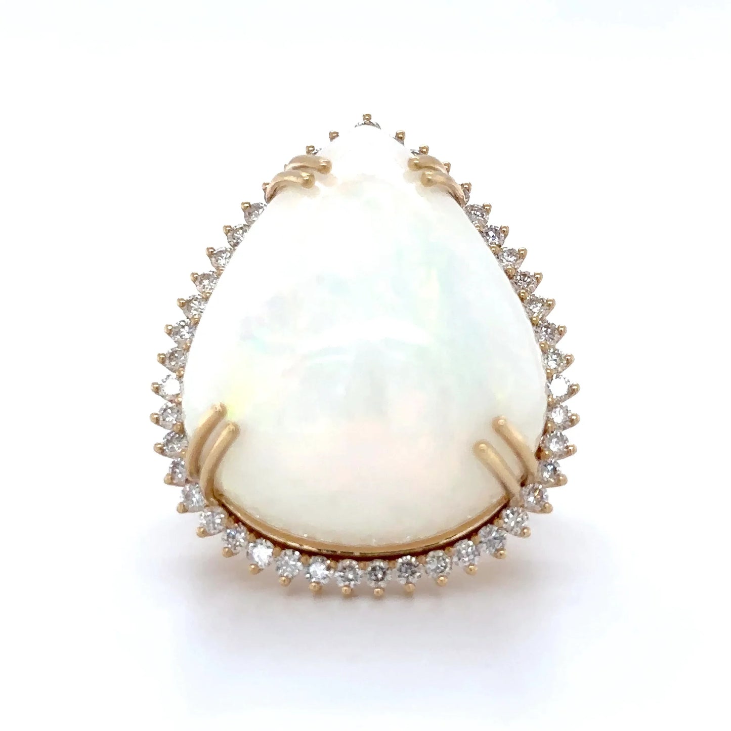 14KT YELLOW GOLD OPAL AND DIAMONDS RING