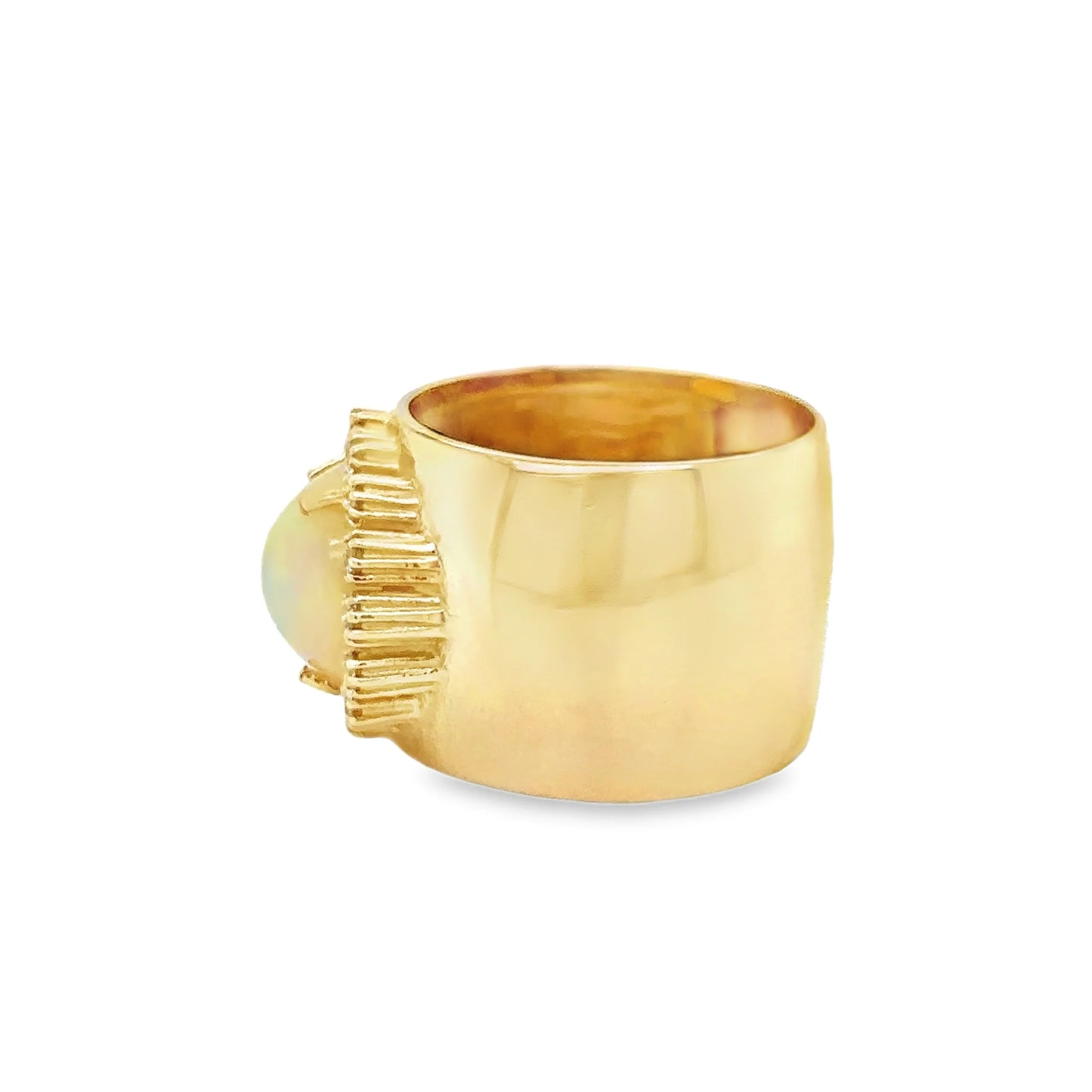 14KT YELLOW GOLD OPAL AND DIAMONDS RING