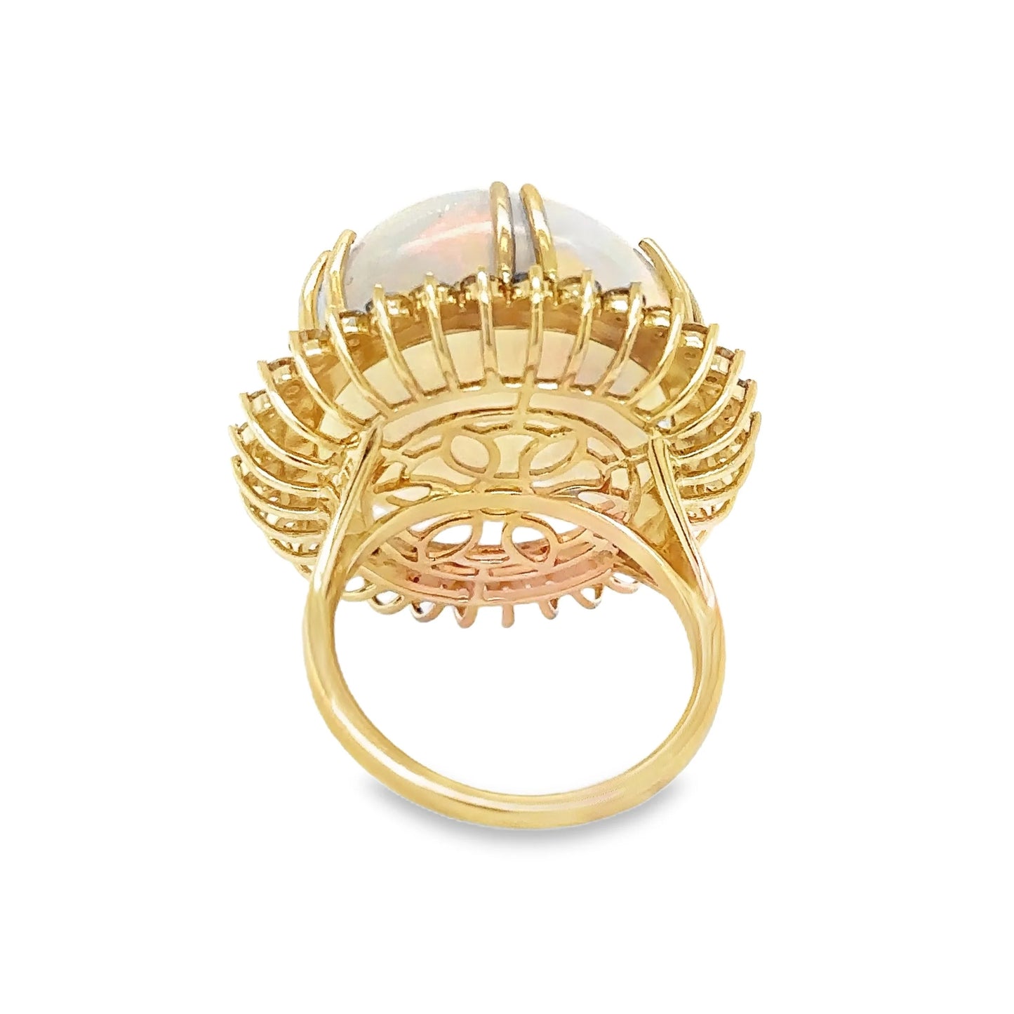 14KT YELLOW GOLD OPAL AND DIAMONDS RING
