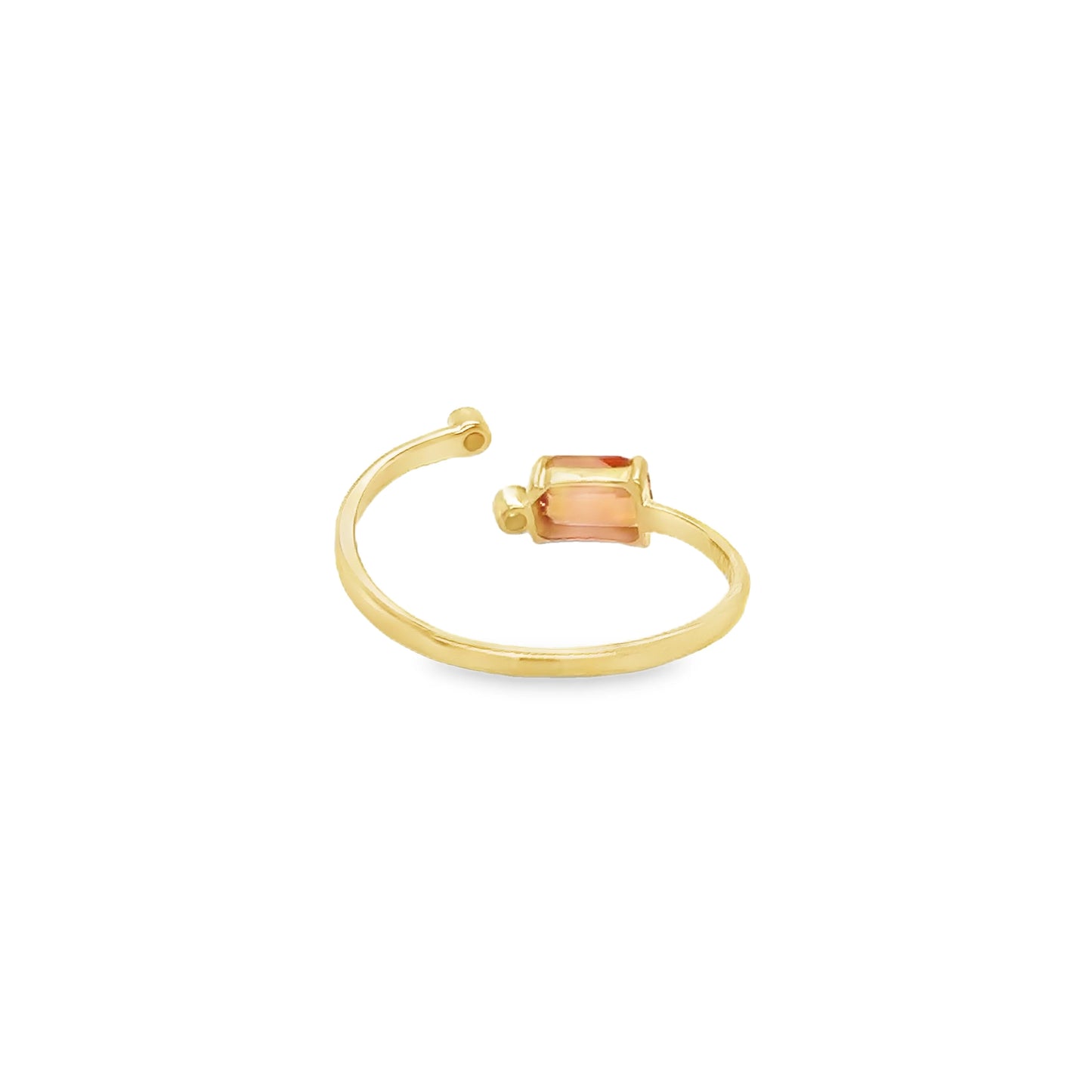 14KT YELLOW GOLD ORANGE SAPPHIRE AND DIAMOND RING