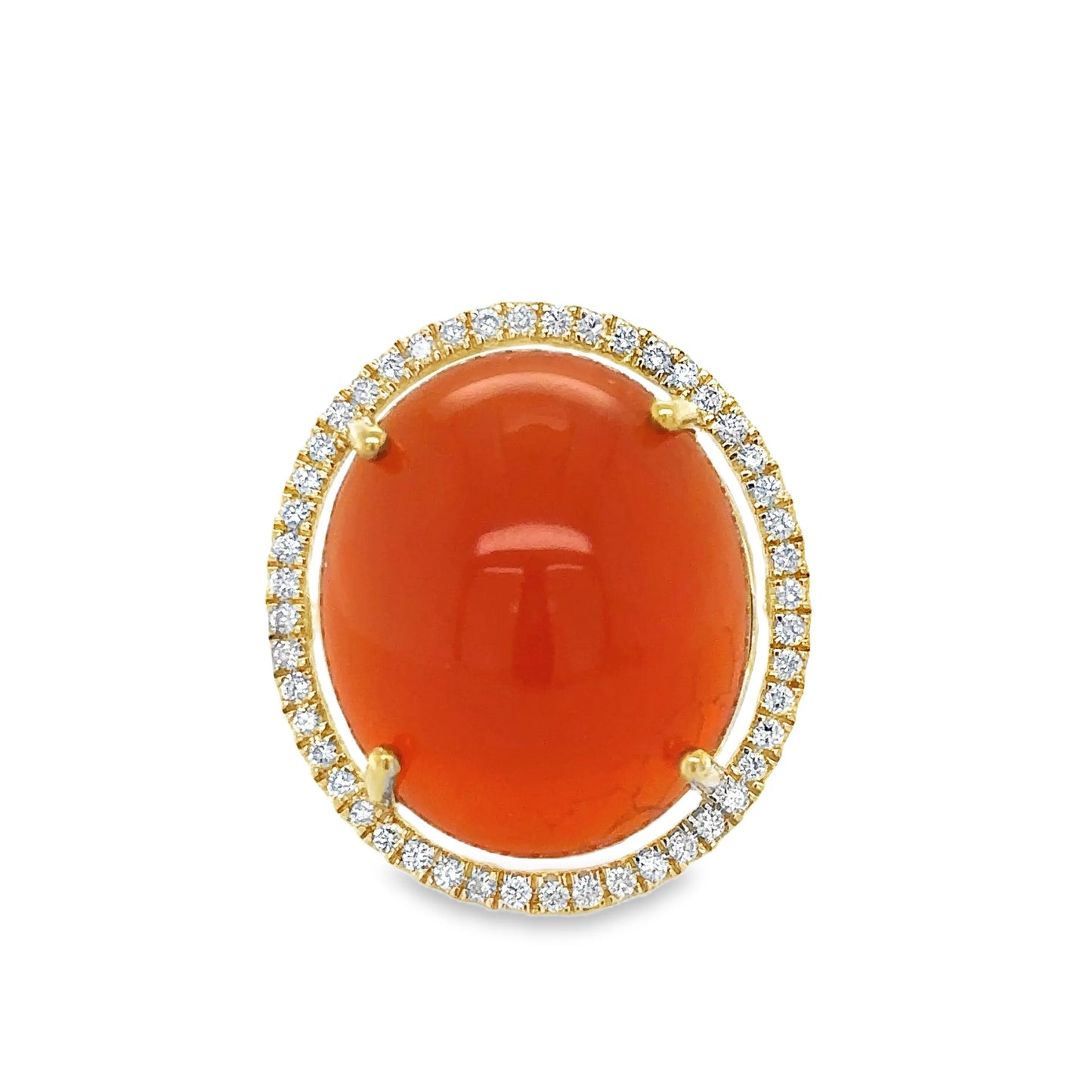 14KT YELLOW GOLD ORANGE SAPPHIRE AND DIAMONDS RING