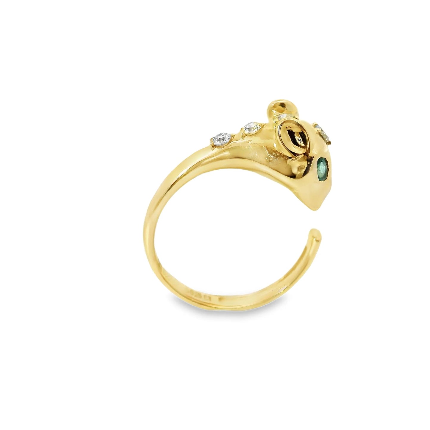 14KT YELLOW GOLD PANTHER RING WITH EMERALD AND DIAMONDS