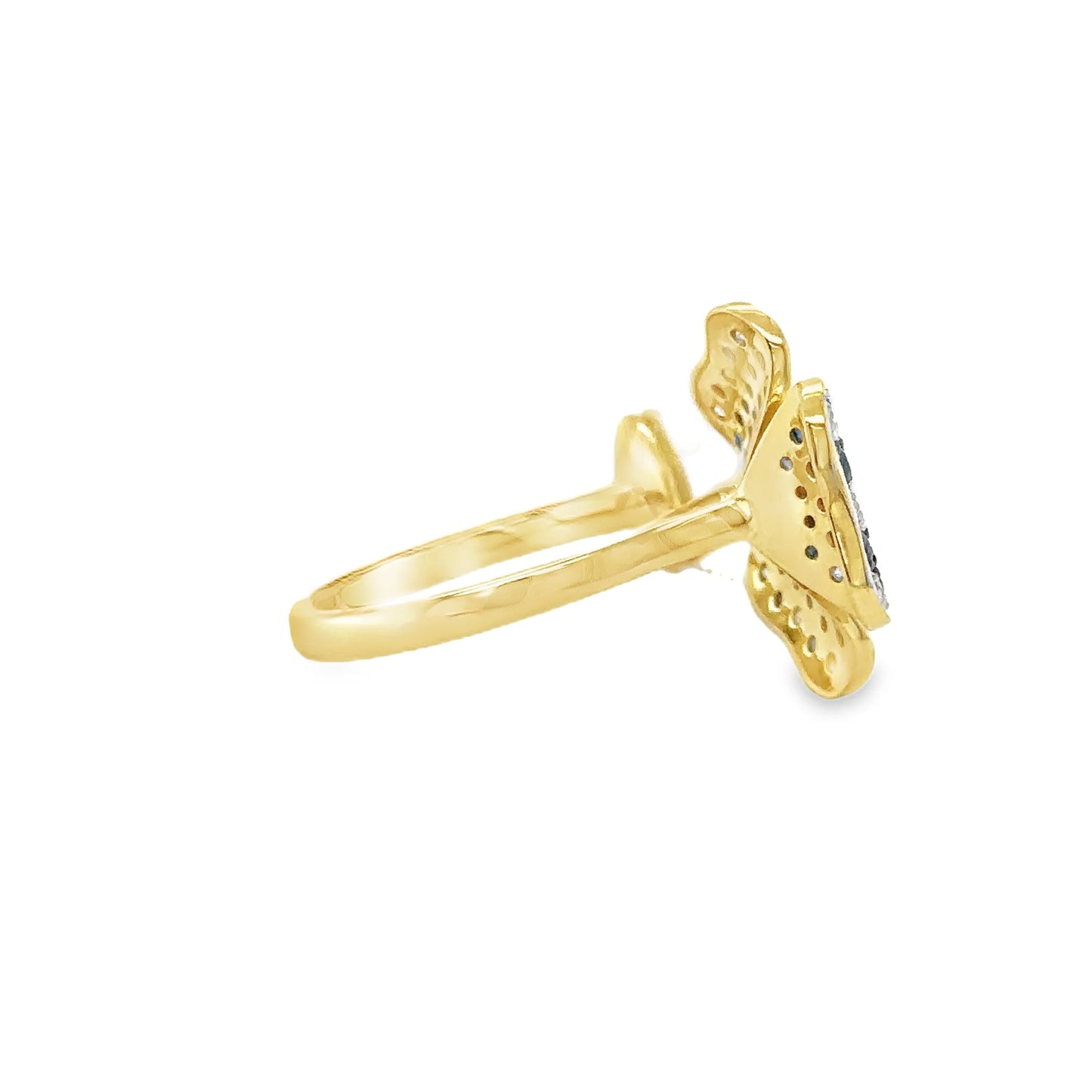 14KT YELLOW GOLD PEARL, SAPPHIRE AND DIAMOND RING