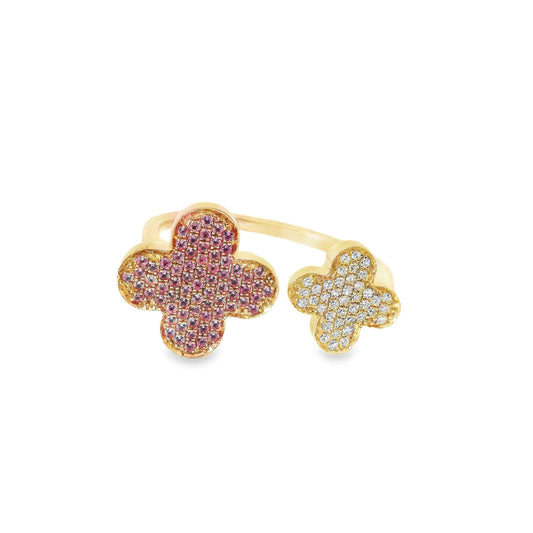 14KT YELLOW GOLD PINK SAPPHIRE AND DIAMONDS RING