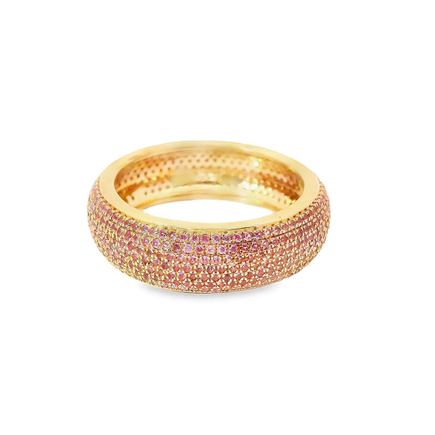 14KT YELLOW GOLD PINK SAPPHIRE AND DIAMONDS RING