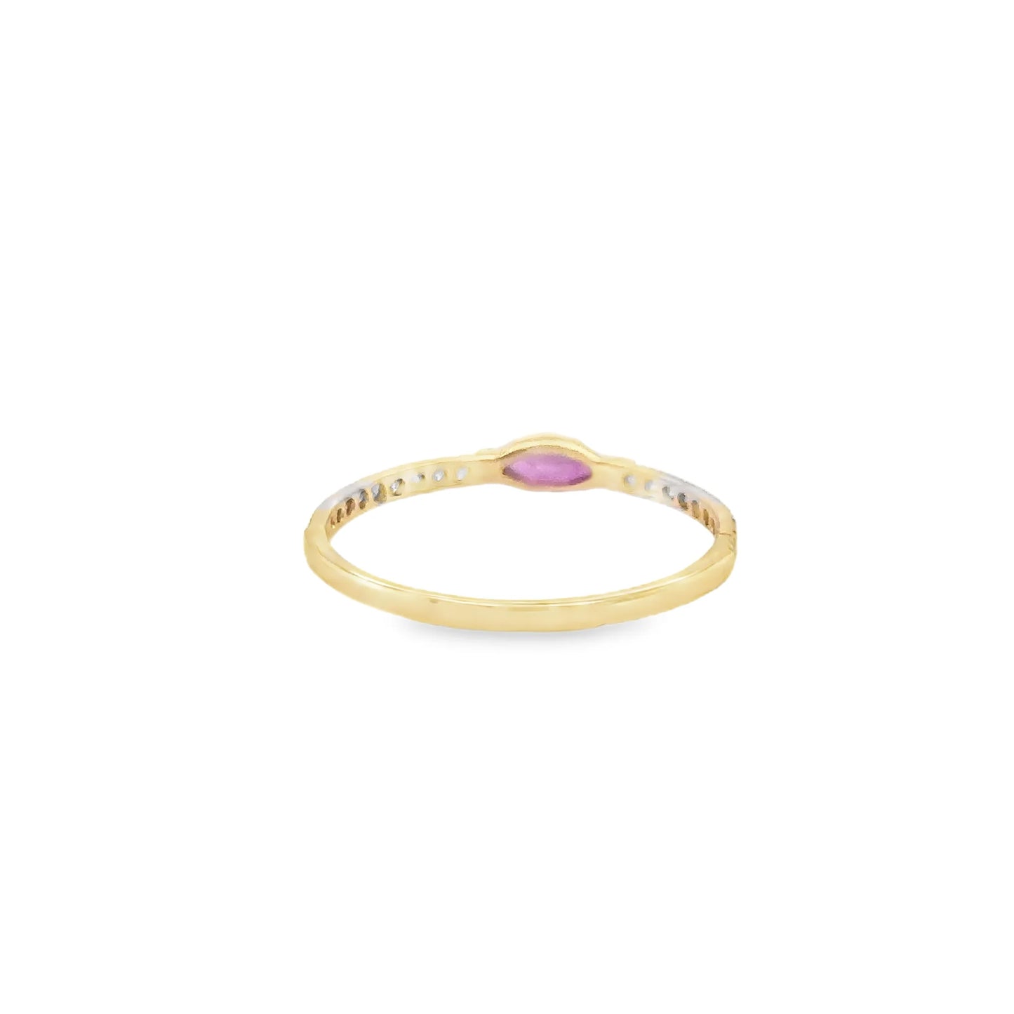 14KT YELLOW GOLD PINK SAPPHIRE AND DIAMONDS RING