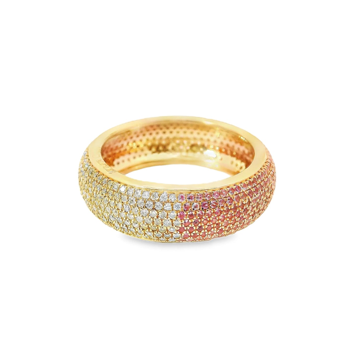 14KT YELLOW GOLD PINK SAPPHIRE AND DIAMONDS RING