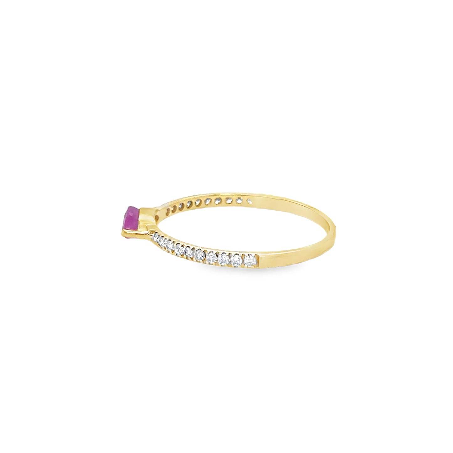 14KT YELLOW GOLD PINK SAPPHIRE AND DIAMONDS RING