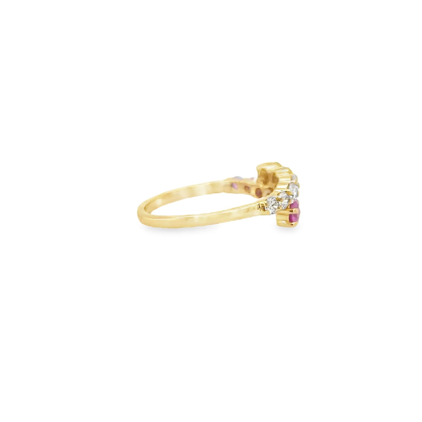 14KT YELLOW GOLD PINK SAPPHIRE AND DIAMONDS RING