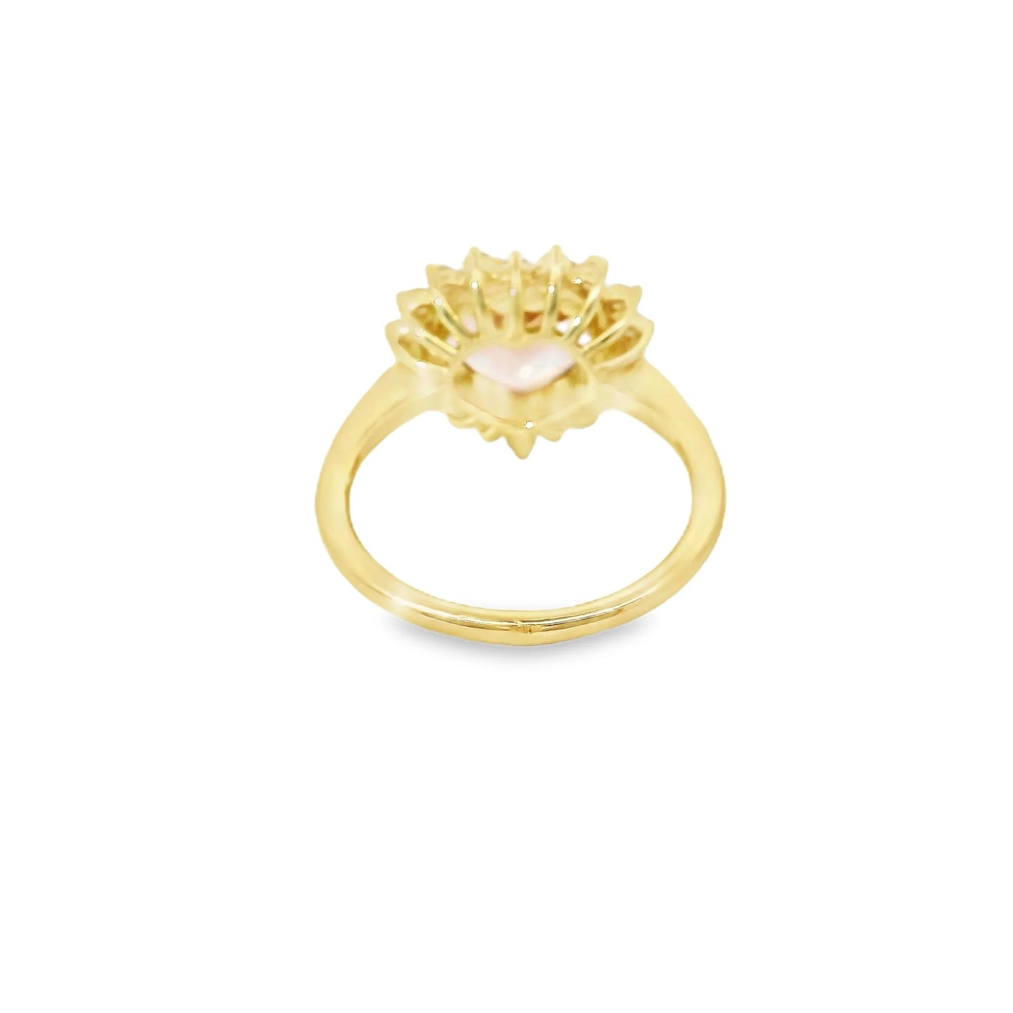 14KT YELLOW GOLD PINK TOURMALINE AND DIAMOND HEART SHAPED RING