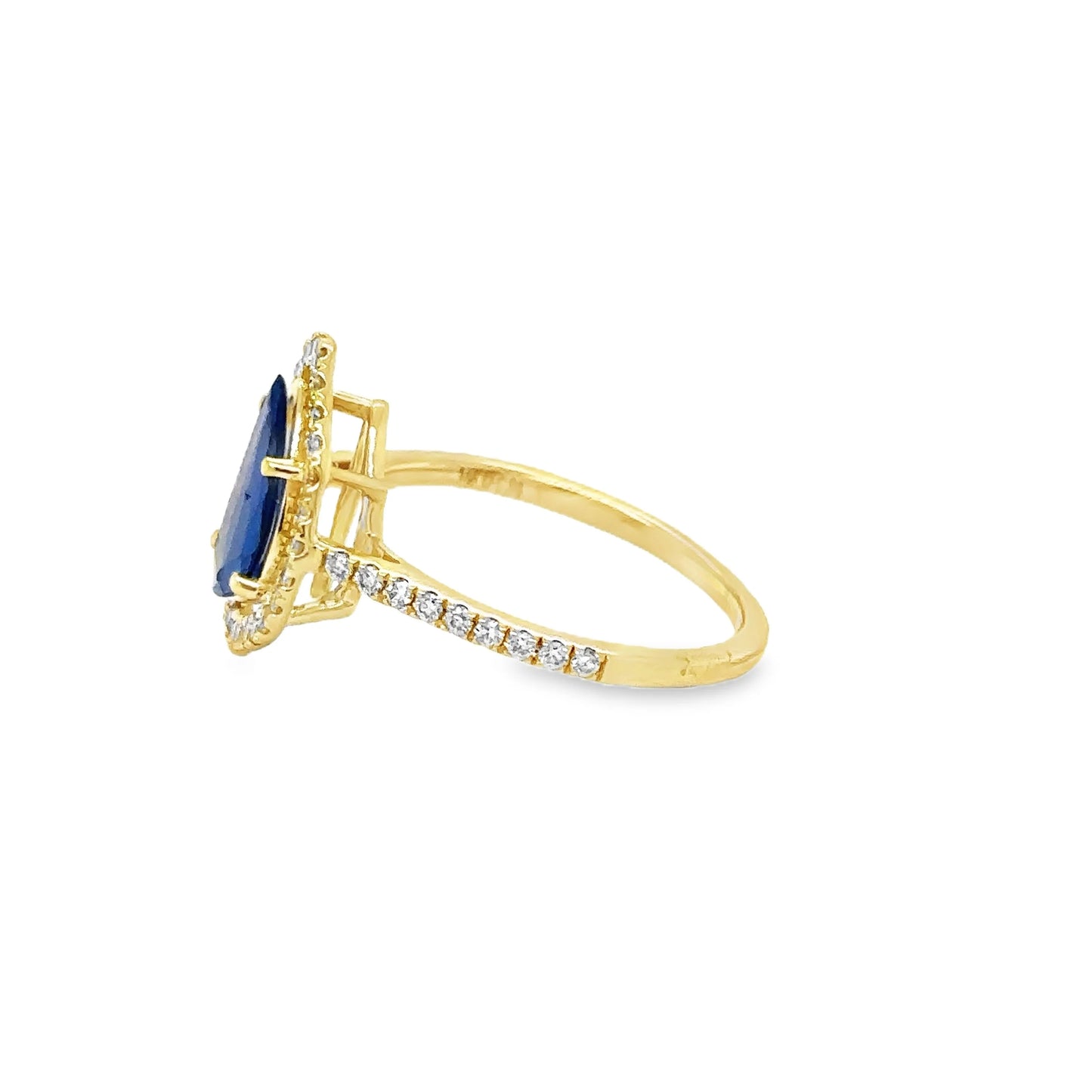 14KT YELLOW GOLD ROSE CUT SAPPHIRE AND DIAMONDS RING