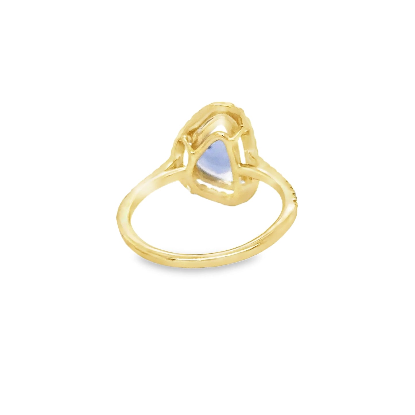 14KT YELLOW GOLD ROSE CUT SAPPHIRE AND DIAMONDS RING
