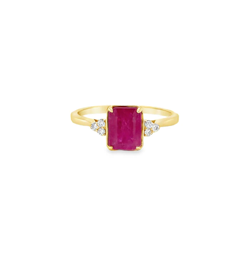 14KT YELLOW GOLD RUBY AND DIAMONDS RING
