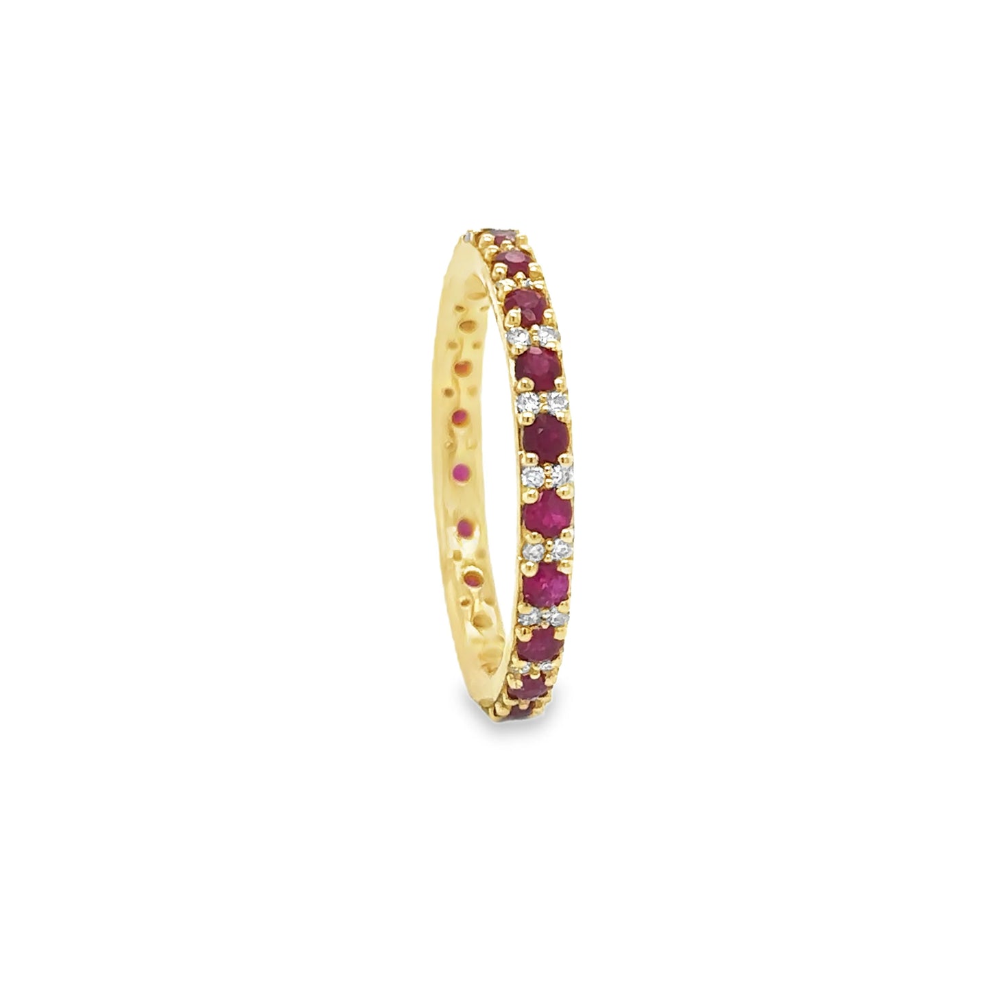 14KT YELLOW GOLD RUBY AND DIAMONDS RING
