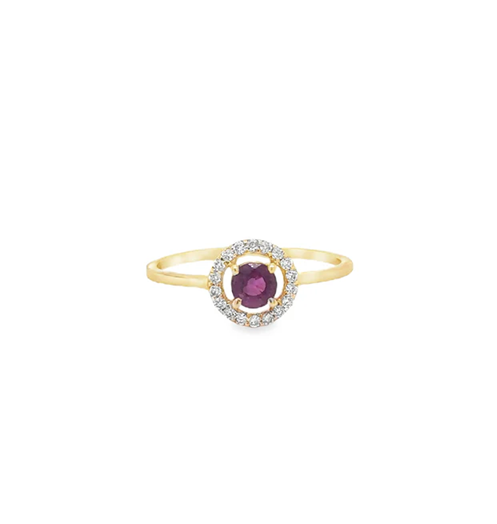 14KT YELLOW GOLD RUBY AND DIAMONDS RING