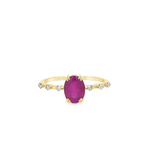 14KT YELLOW GOLD RUBY AND DIAMONDS RING