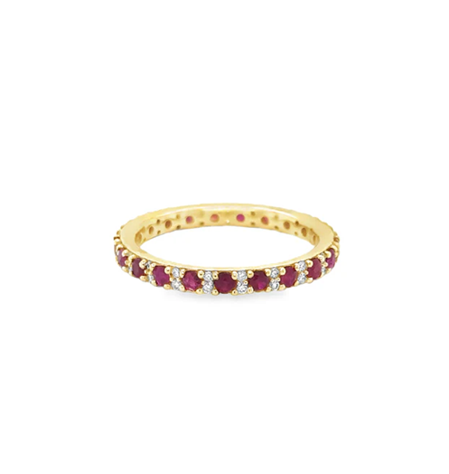 14KT YELLOW GOLD RUBY AND DIAMONDS RING