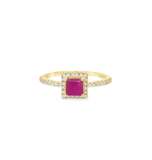14KT YELLOW GOLD RUBY AND DIAMONDS RING