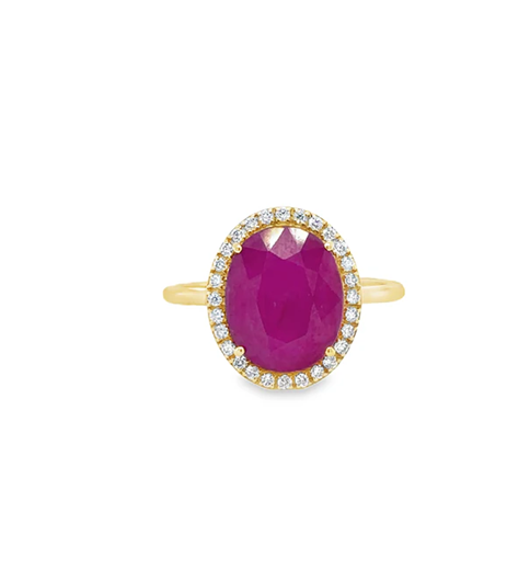 14KT YELLOW GOLD RUBY RING WITH DIAMONDS