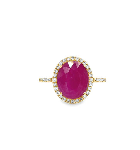 14KT YELLOW GOLD RUBY RING WITH DIAMONDS