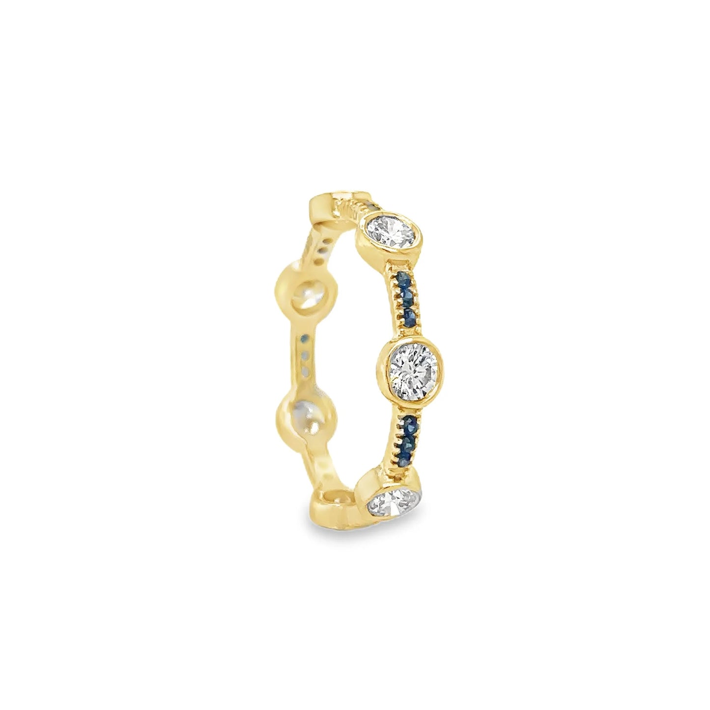 14KT YELLOW GOLD SAPPHIRE AND DIAMOND RING