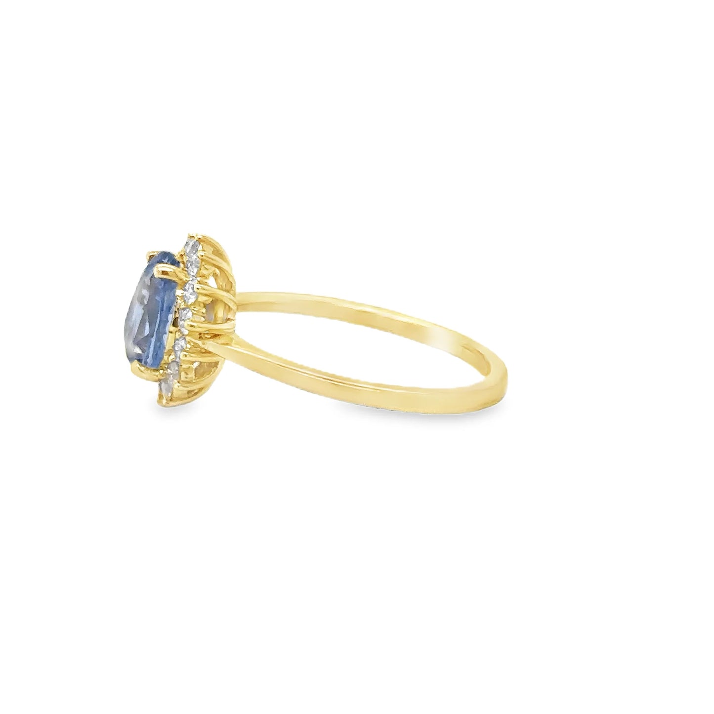 14KT YELLOW GOLD SAPPHIRE AND DIAMONDS RING