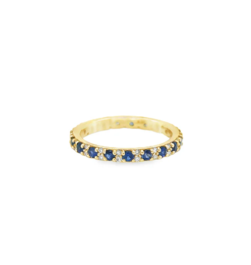14KT YELLOW GOLD SAPPHIRE AND DIAMONDS RING
