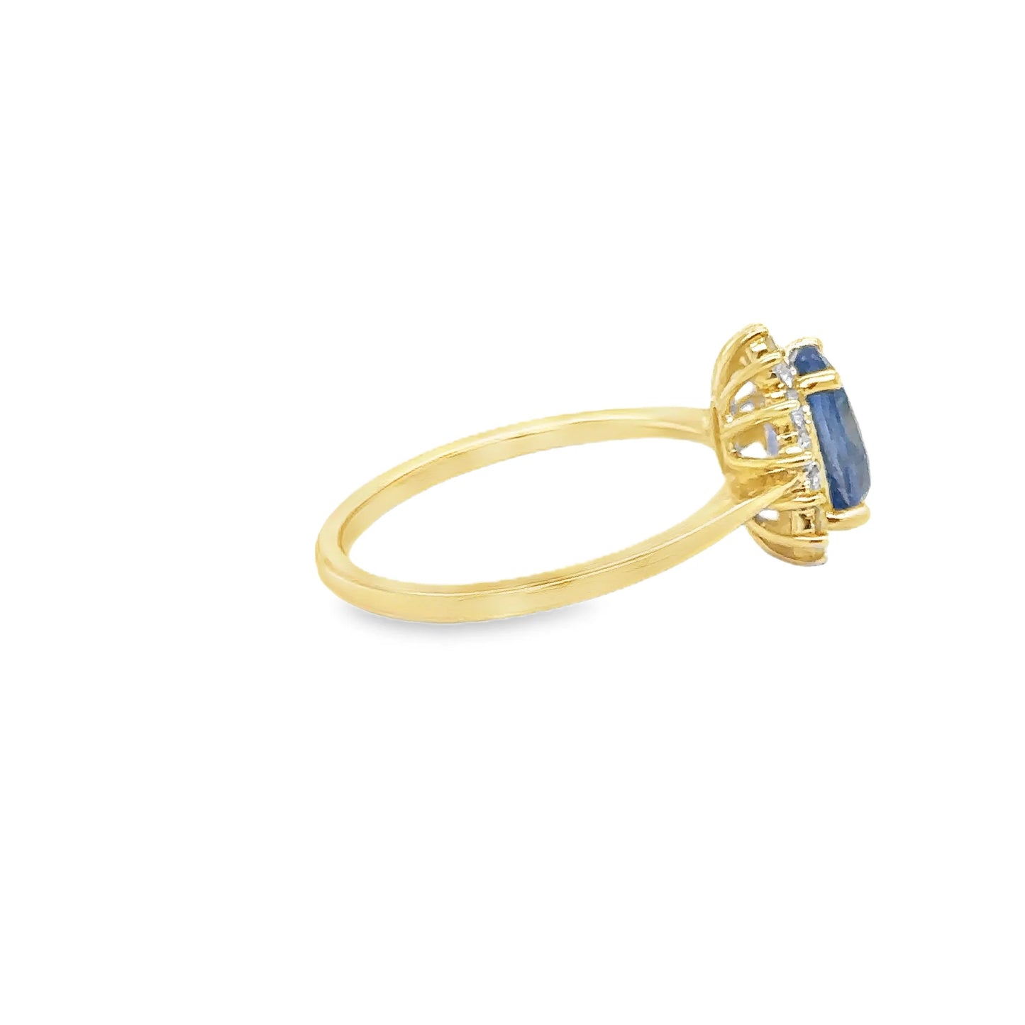 14KT YELLOW GOLD SAPPHIRE AND DIAMONDS RING