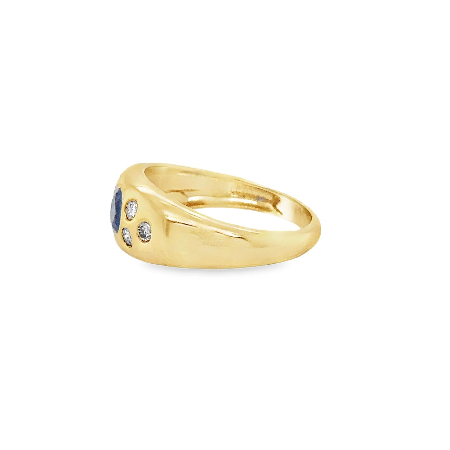14KT YELLOW GOLD SAPPHIRE AND DIAMONDS RING