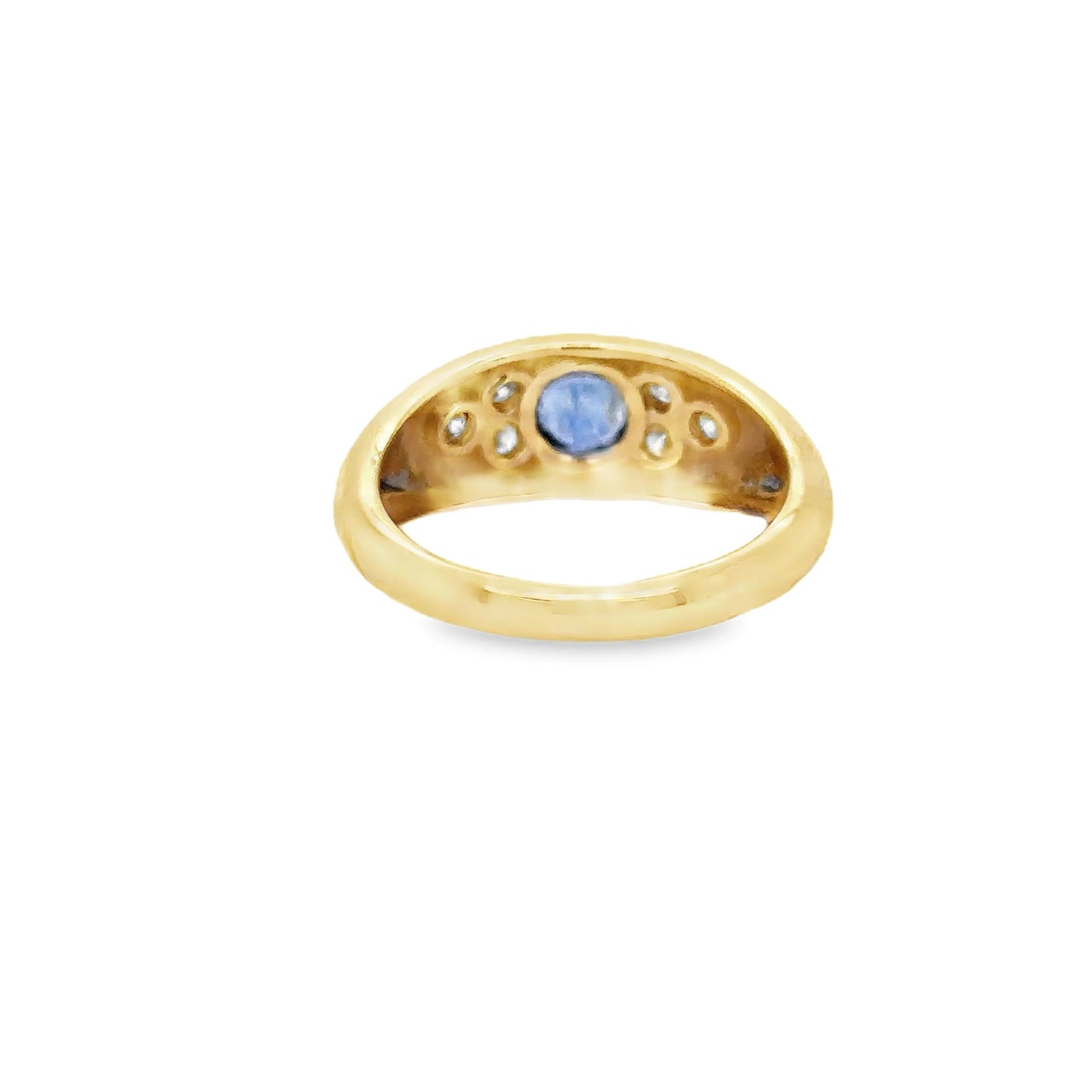 14KT YELLOW GOLD SAPPHIRE AND DIAMONDS RING