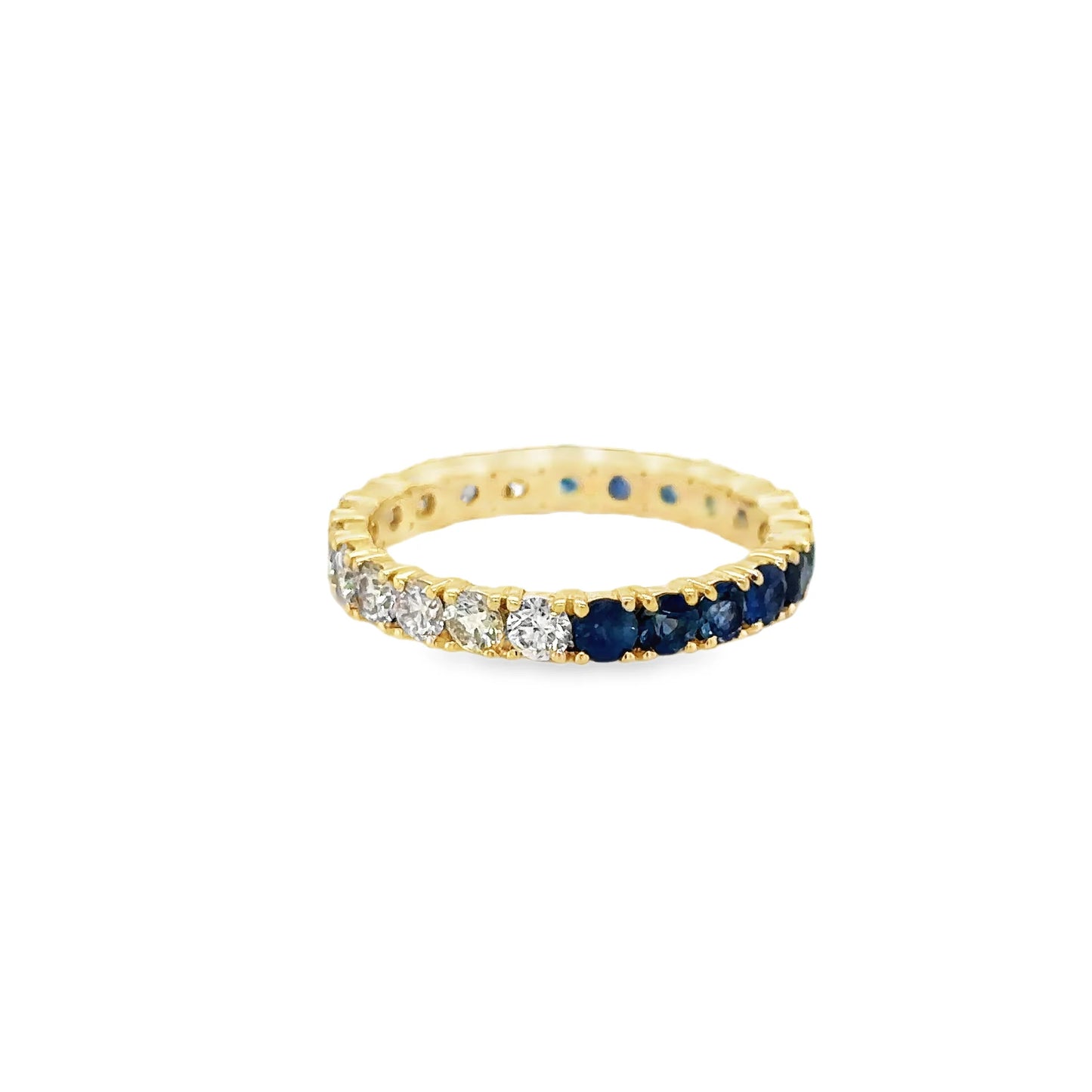 14KT YELLOW GOLD SAPPHIRE AND DIAMONDS RING