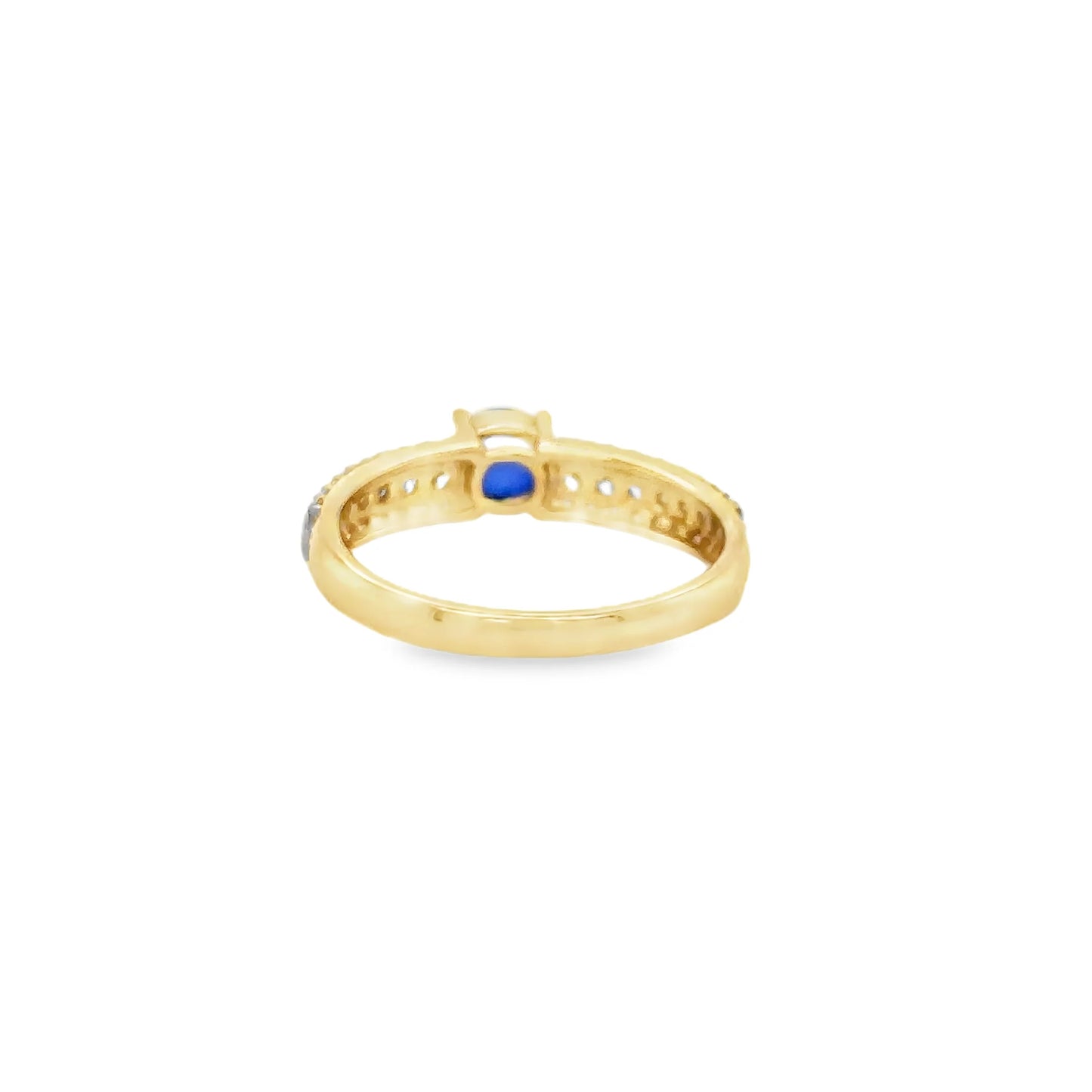 14KT YELLOW GOLD SAPPHIRE AND DIAMONDS RING