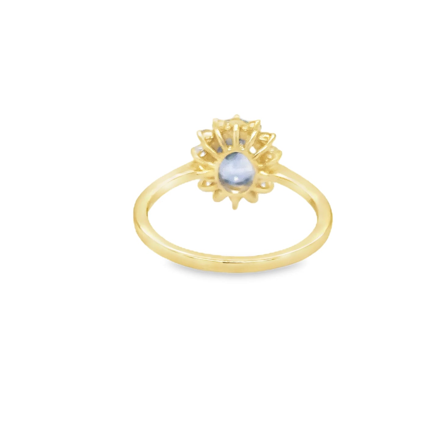 14KT YELLOW GOLD SAPPHIRE AND DIAMONDS RING