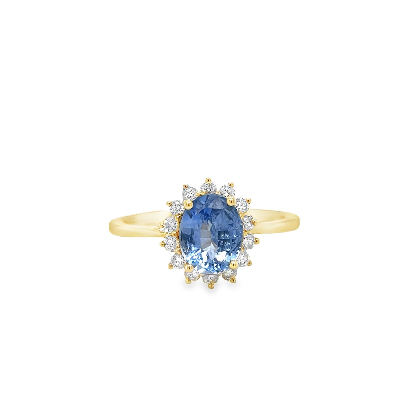 14KT YELLOW GOLD SAPPHIRE AND DIAMONDS RING