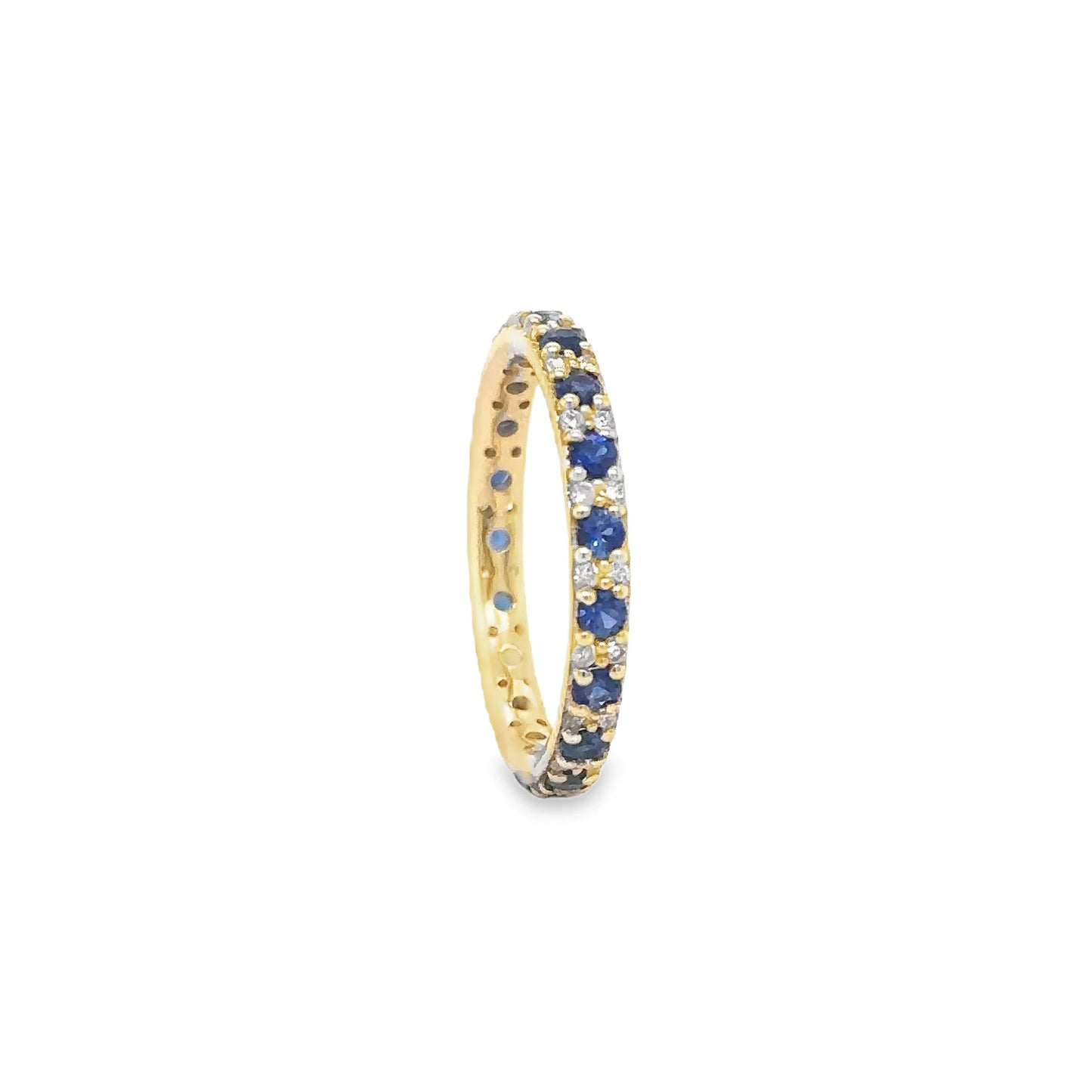 14KT YELLOW GOLD SAPPHIRE AND DIAMONDS RING