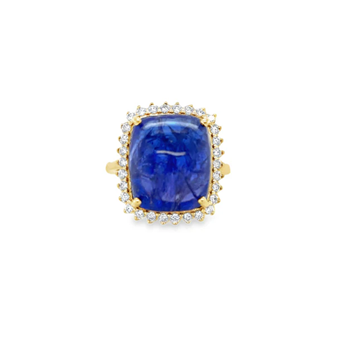 14KT YELLOW GOLD TANZANITE AND DIAMOND RING