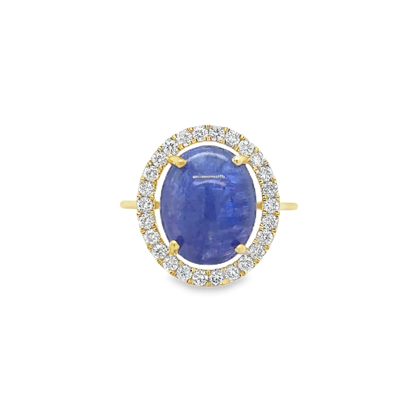 14KT YELLOW GOLD TANZANITE AND DIAMONDS RING