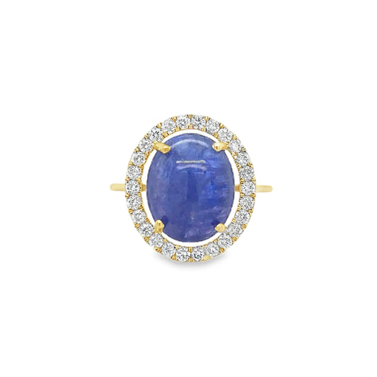 14KT YELLOW GOLD TANZANITE AND DIAMONDS RING