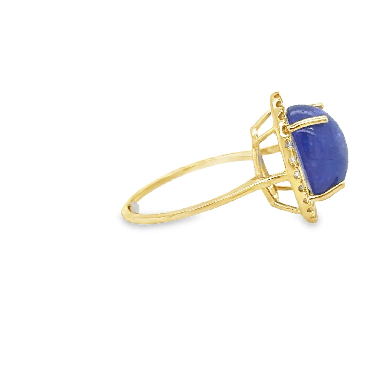 14KT YELLOW GOLD TANZANITE AND DIAMONDS RING